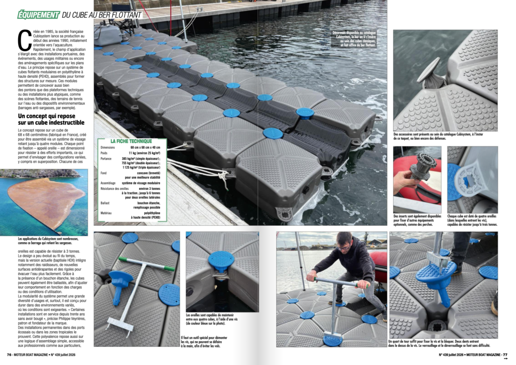 ber flottant bateau CUBISYSTEM dans le magazine Motor Boat